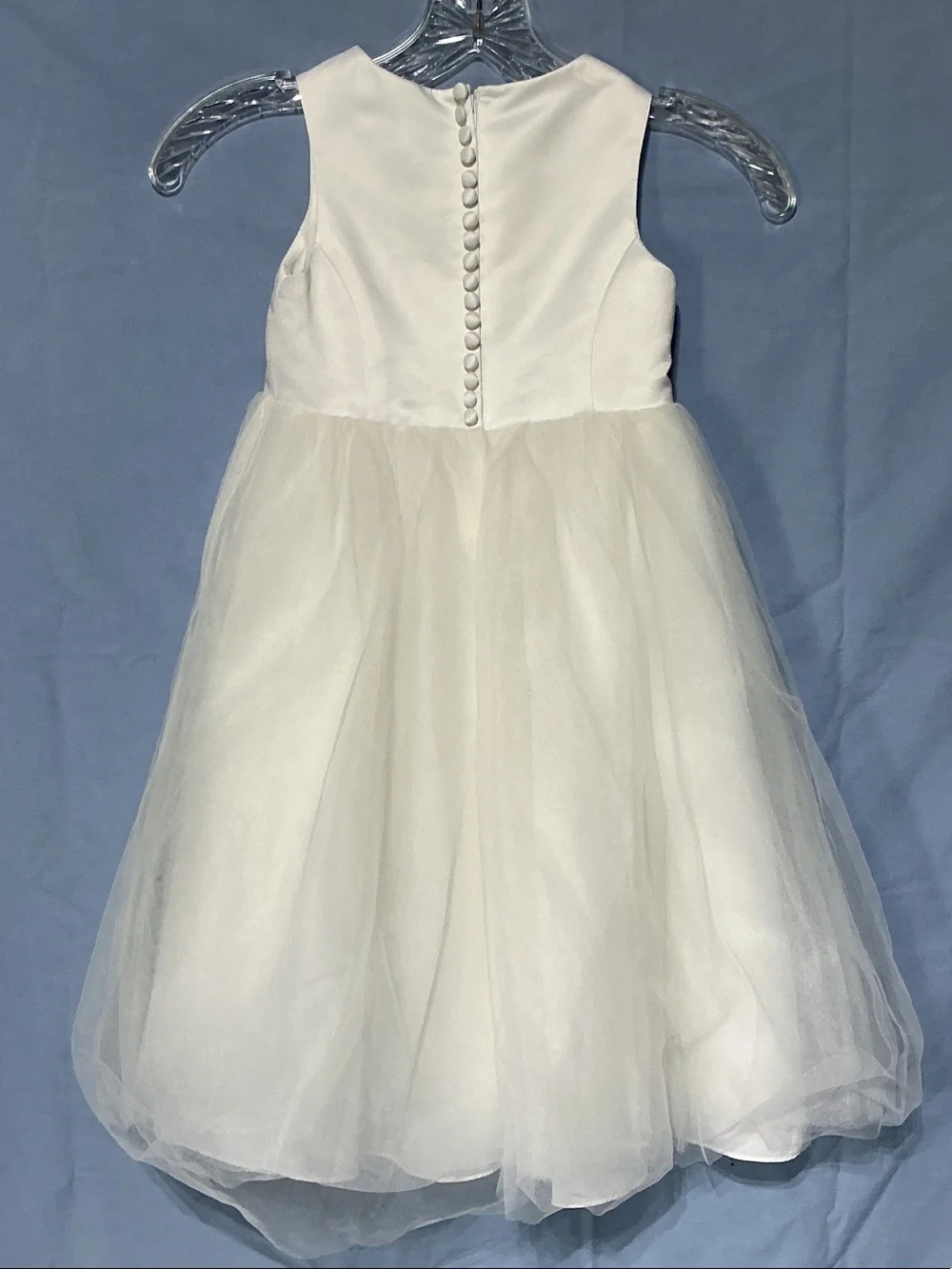 David's Bridal White Girls Sleeveless Tulle Dress Sz 3 - Picture 6 of 7